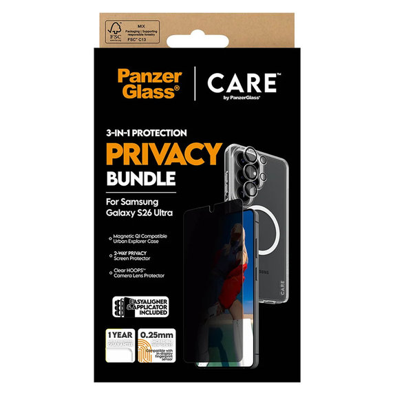 Bundle Privacy 3 az 1-ben Samsung Galaxy S26 Ultra készülékhez, PanzerGlass