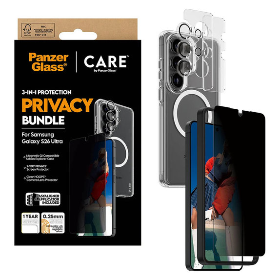 Bundle Privacy 3 az 1-ben Samsung Galaxy S26 Ultra készülékhez, PanzerGlass