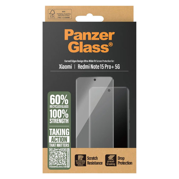 Edzett üveg UWF Xiaomi Redmi Note 15 Pro+ 5G készülékhez, Fekete, PanzerGlass