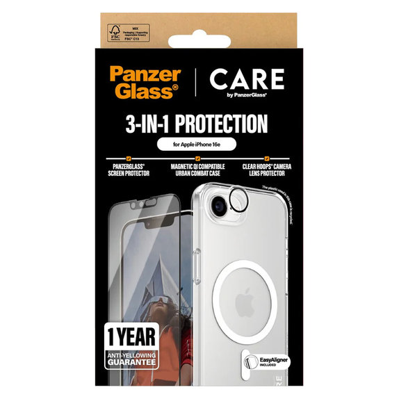 Bundle 3 az 1-ben iPhone 17e/16e készülékhez, PanzerGlass