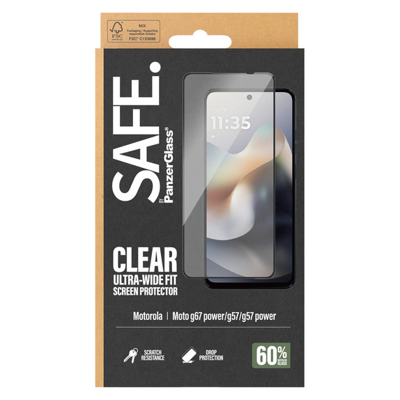 Edzett üveg UWF Motorola Moto G57 Power 5G készülékhez, Fekete, SAFE by PanzerGlass