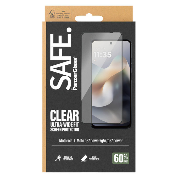 Edzett üveg UWF Motorola Moto G57 Power 5G készülékhez, Fekete, SAFE by PanzerGlass
