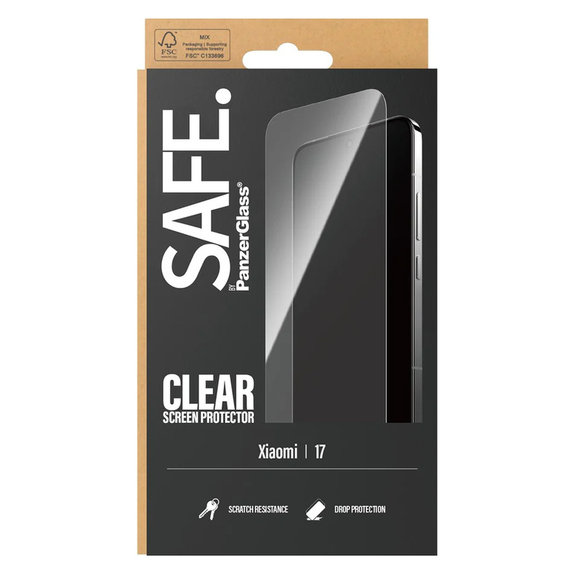 Edzett üveg UWF Xiaomi 17 készülékhez, Fekete, SAFE by PanzerGlass
