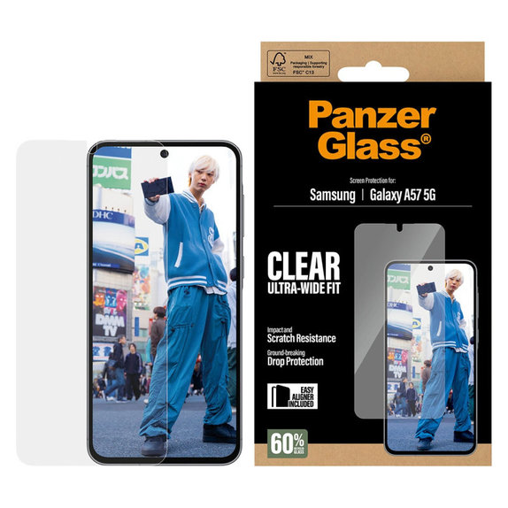PanzerGlass - UWF edzett üveg applikátorral Samsung Galaxy A57, átlátszó