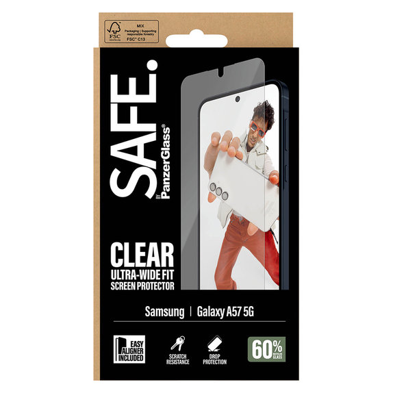 Edzett üveg UWF applikátorral Samsung Galaxy A57 készülékhez, Átlátszó, SAFE by PanzerGlass