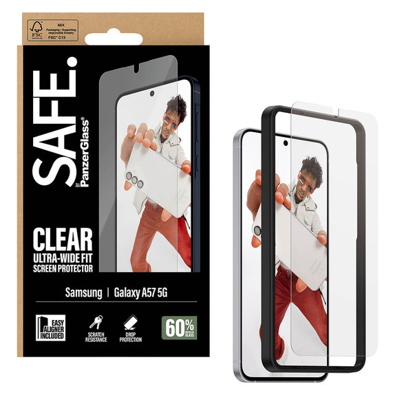 Edzett üveg UWF applikátorral Samsung Galaxy A57 készülékhez, Átlátszó, SAFE by PanzerGlass