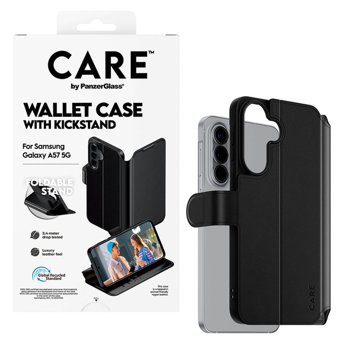 Tok Wallet Kickstand Samsung Galaxy A57 készülékhez, Fekete, PanzerGlass