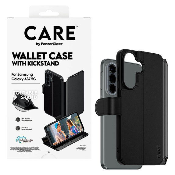 Tok Wallet Kickstand Samsung Galaxy A37 készülékhez, Fekete, PanzerGlass