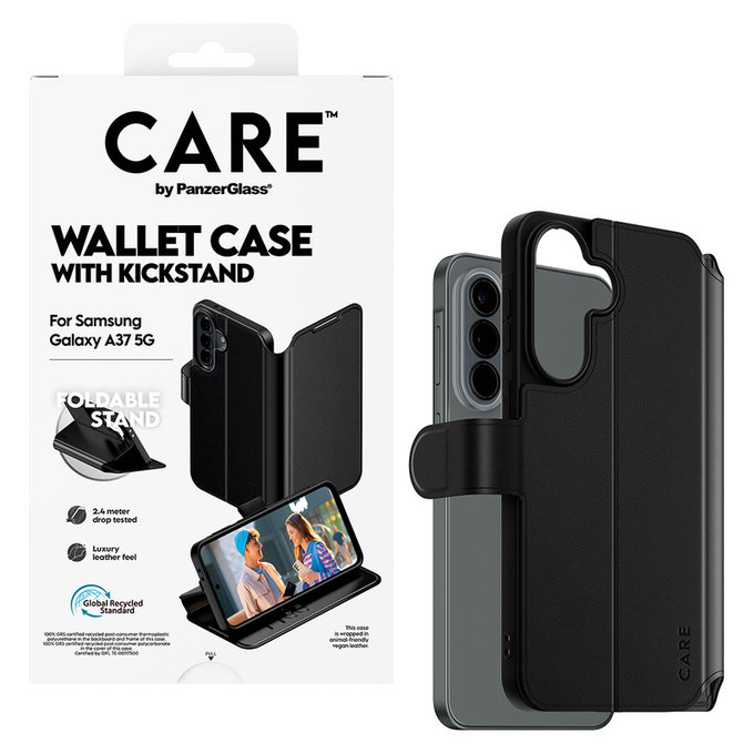 Tok Wallet Kickstand Samsung Galaxy A37 készülékhez, Fekete, PanzerGlass