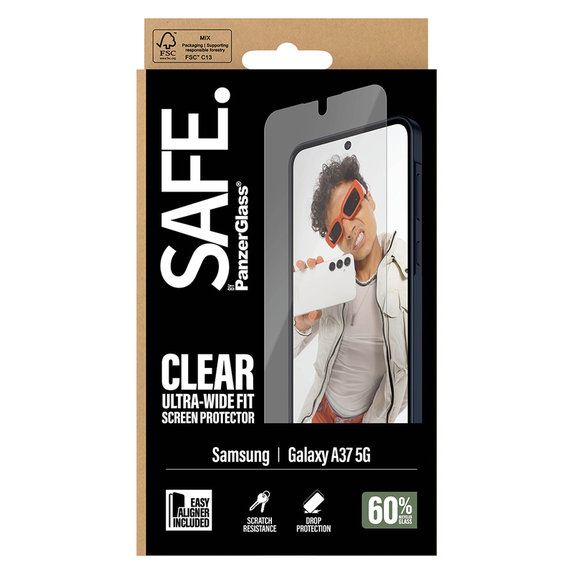 Edzett üveg UWF applikátorral Samsung Galaxy A37 készülékhez, Átlátszó, SAFE by PanzerGlass
