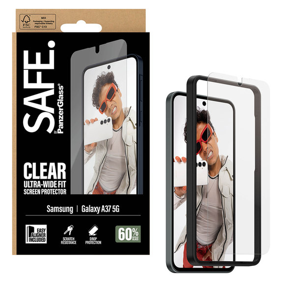 Edzett üveg UWF applikátorral Samsung Galaxy A37 készülékhez, Átlátszó, SAFE by PanzerGlass