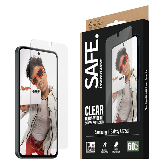 Edzett üveg UWF applikátorral Samsung Galaxy A37 készülékhez, Átlátszó, SAFE by PanzerGlass