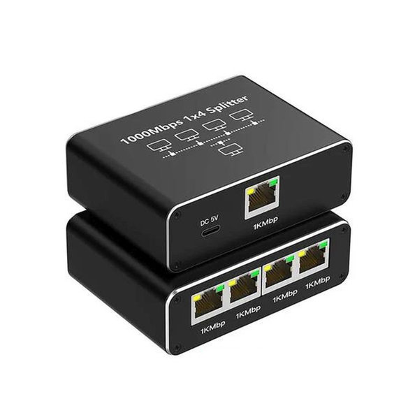 4 portos Gigabit Ethernet switch, RJ45, 1000 Mbps