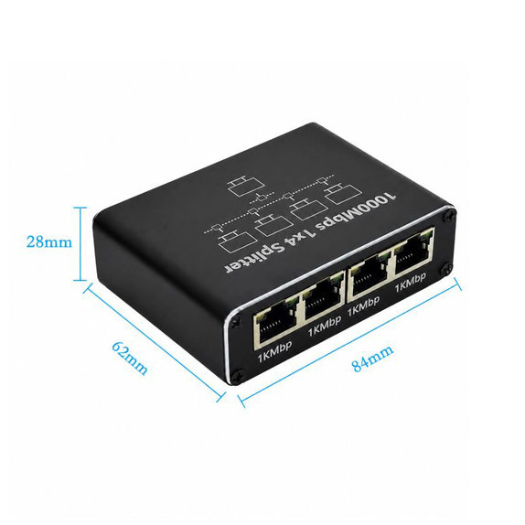 4 portos Gigabit Ethernet switch, RJ45, 1000 Mbps