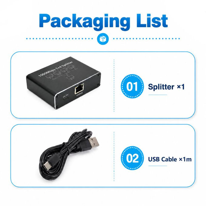 4 portos Gigabit Ethernet switch, RJ45, 1000 Mbps