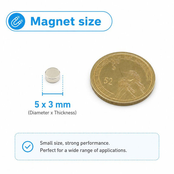 Neodímium hengeres mágnes N35, 5 x 3mm, 200db