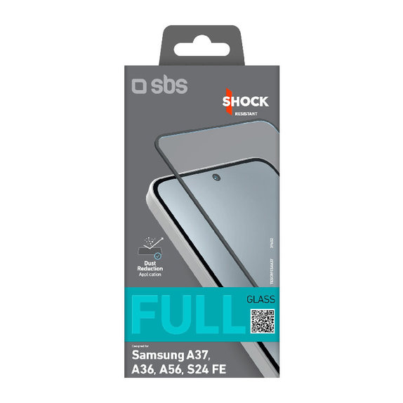 SBS - Edzett Üveg Full Cover - Samsung Galaxy A37, A36, A56, S24 FE, fekete
