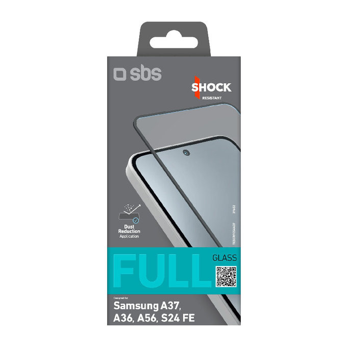 SBS - Edzett Üveg Full Cover - Samsung Galaxy A37, A36, A56, S24 FE, fekete