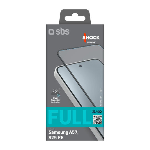 SBS - Edzett Üveg Full Cover - Samsung Galaxy A57, fekete