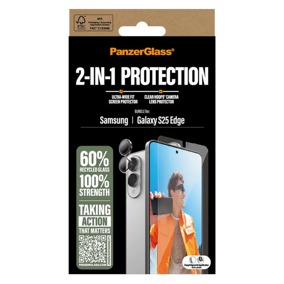 Bundle 2 az 1-ben Samsung Galaxy S25 Edge készülékhez, PanzerGlass