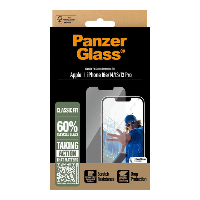 Edzett üveg applikátorral iPhone 17e/16e/14/13/13 Pro készülékhez, Átlátszó, PanzerGlass