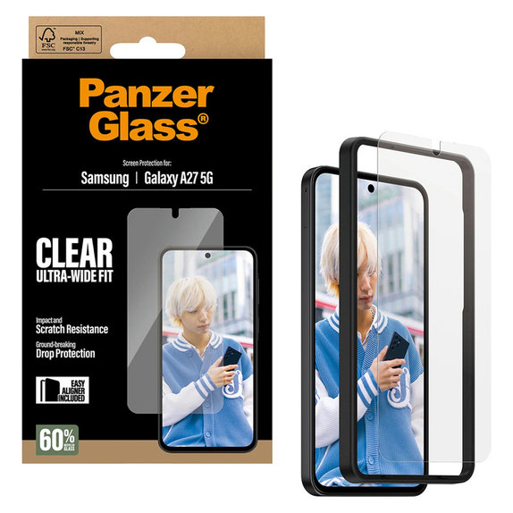 Edzett üveg UWF applikátorral Samsung Galaxy A27 készülékhez, Átlátszó, PanzerGlass