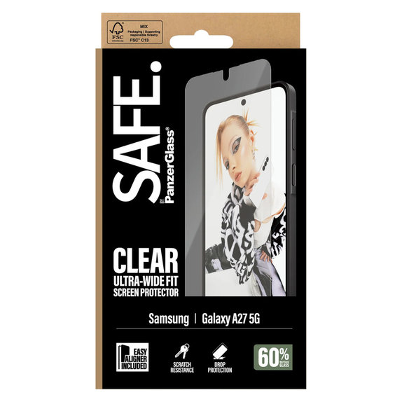 Edzett üveg UWF applikátorral Samsung Galaxy A27 készülékhez, Átlátszó, SAFE by PanzerGlass