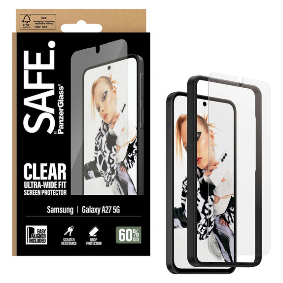 Edzett üveg UWF applikátorral Samsung Galaxy A27 készülékhez, Átlátszó, SAFE by PanzerGlass