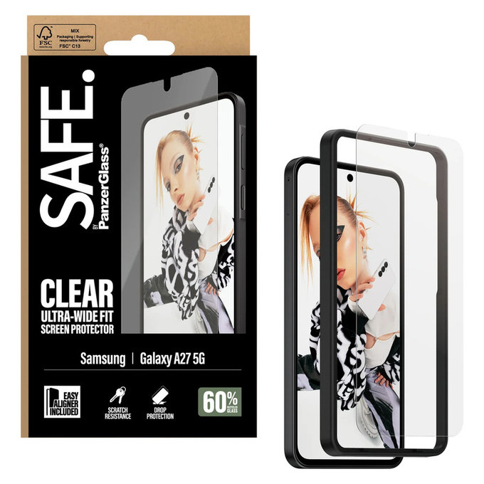 Edzett üveg UWF applikátorral Samsung Galaxy A27 készülékhez, Átlátszó, SAFE by PanzerGlass