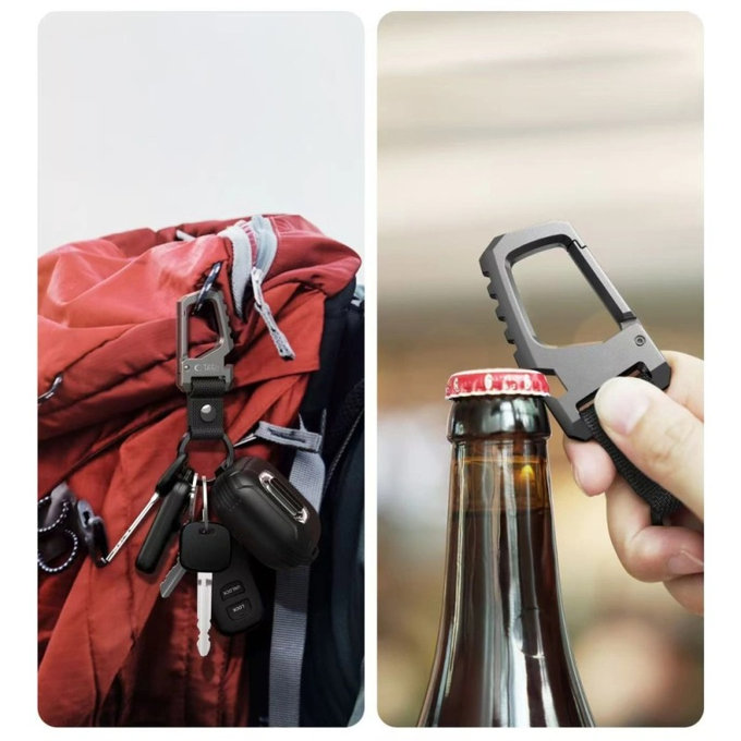 Kulcstartó Slidelock Carabiner Keychain, Gunmetal, Tech-Protect