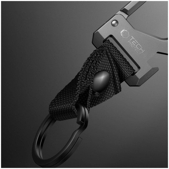 Kulcstartó Slidelock Carabiner Keychain, Gunmetal, Tech-Protect