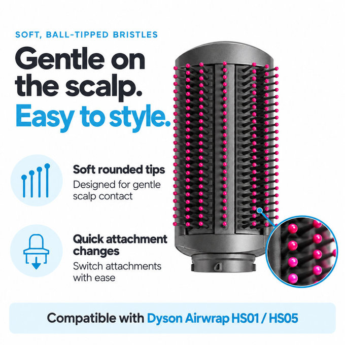 Puha simító kefe Dyson Airwrap HS01, HS05 készülékhez, Iron / Fuchsia