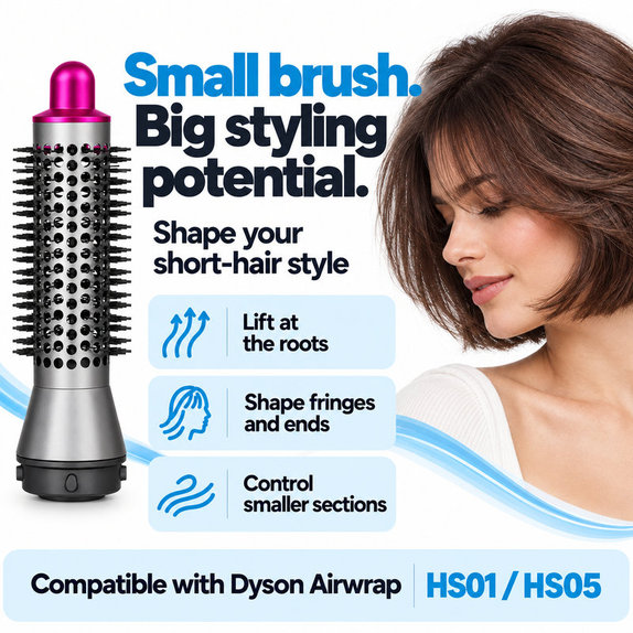 Kis kerek volumennövelő kefe Dyson Airwrap HS01, HS05 készülékhez, Iron / Fuchsia