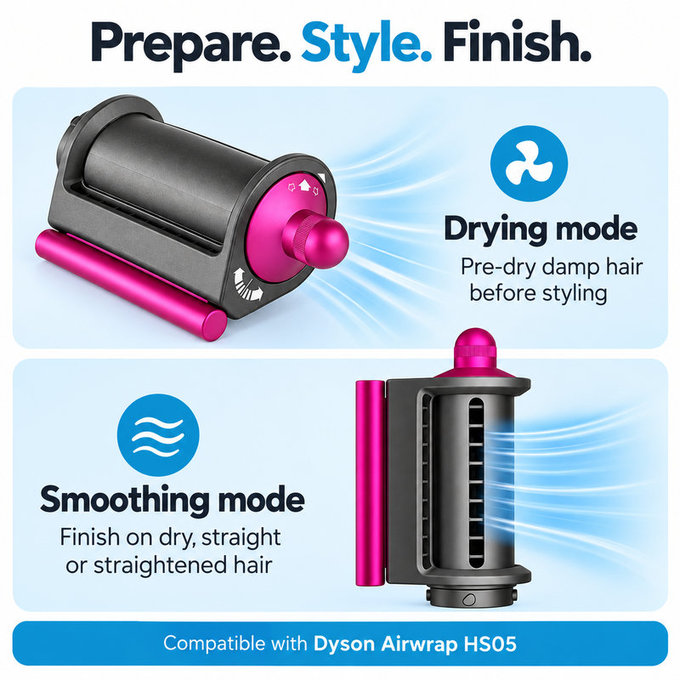 Coanda simító és szárító fej Dyson Airwrap HS05 készülékhez, Iron / Fuchsia