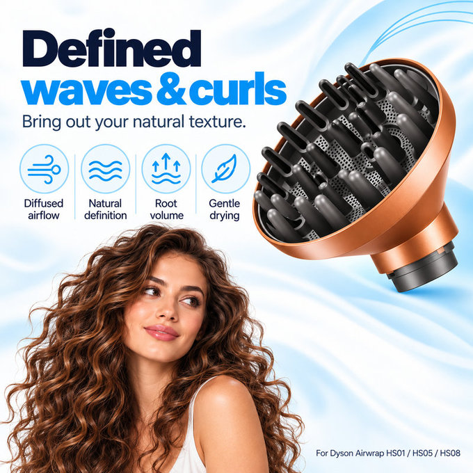 Wave + Curl diffúzor Dyson Airwrap HS01, HS05, HS08 készülékhez, Copper