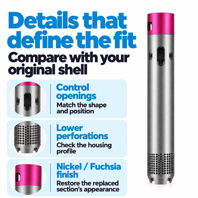 Főegység burkolata Dyson Airwrap HS01, HS05 készülékhez, Nickel / Fuchsia
