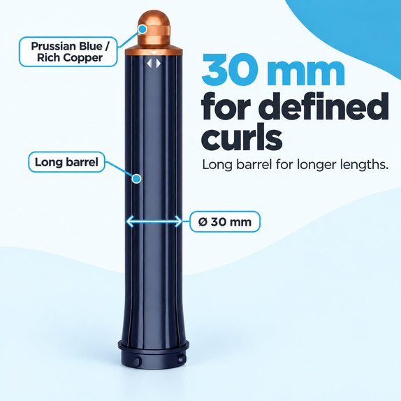 Hosszú göndörítő henger Dyson Airwrap HS01, HS05 készülékhez, 30 mm, Prussian Blue / Rich Copper