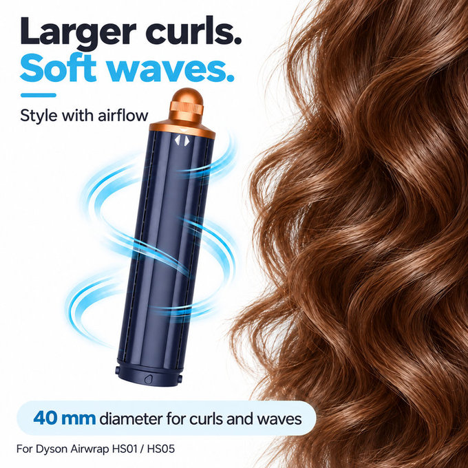 Hosszú göndörítő henger Dyson Airwrap HS01, HS05 készülékhez, 40 mm, Prussian Blue / Rich Copper