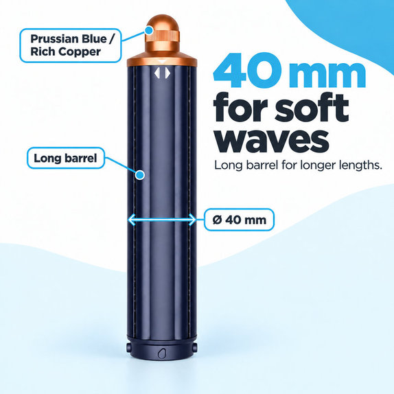 Hosszú göndörítő henger Dyson Airwrap HS01, HS05 készülékhez, 40 mm, Prussian Blue / Rich Copper