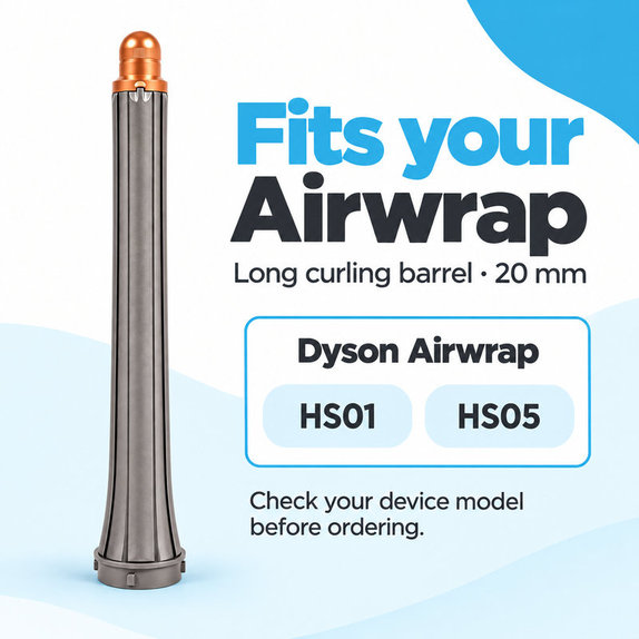 Hosszú göndörítő henger Dyson Airwrap HS01, HS05 készülékhez, 20 mm, Nickel / Copper