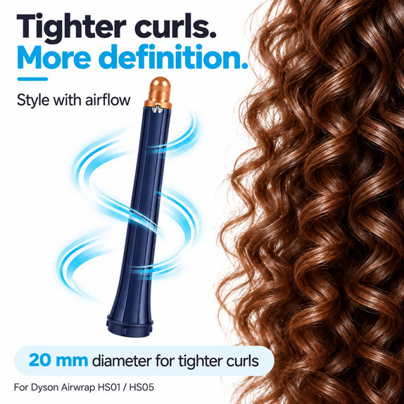 Hosszú göndörítő henger Dyson Airwrap HS01, HS05 készülékhez, 20 mm, Prussian Blue / Rich Copper