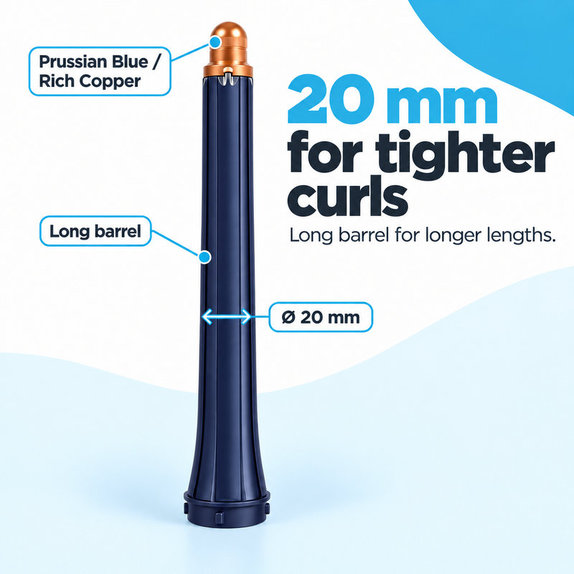 Hosszú göndörítő henger Dyson Airwrap HS01, HS05 készülékhez, 20 mm, Prussian Blue / Rich Copper
