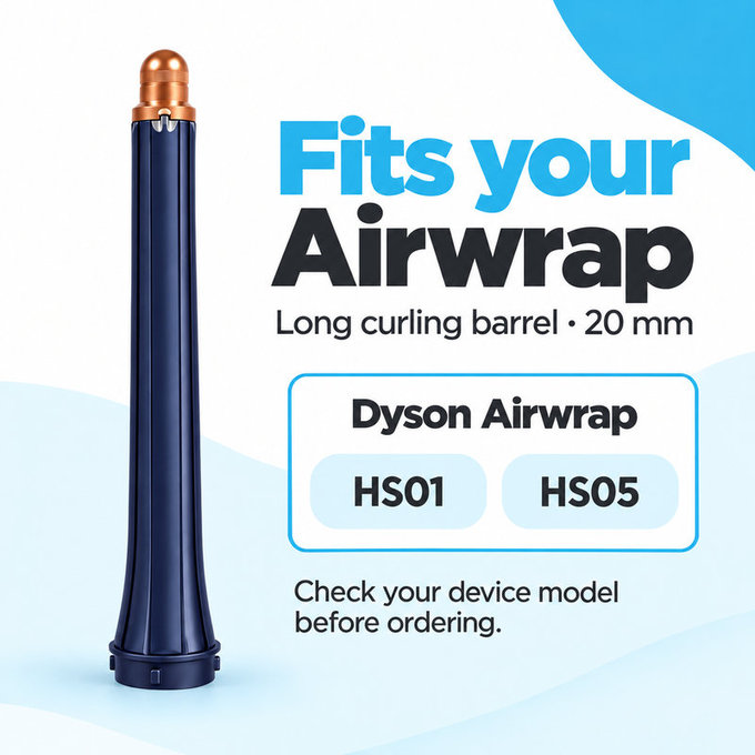 Hosszú göndörítő henger Dyson Airwrap HS01, HS05 készülékhez, 20 mm, Prussian Blue / Rich Copper