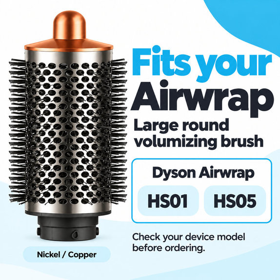 Nagy kerek volumennövelő kefe Dyson Airwrap HS01, HS05 készülékhez, Nickel / Copper