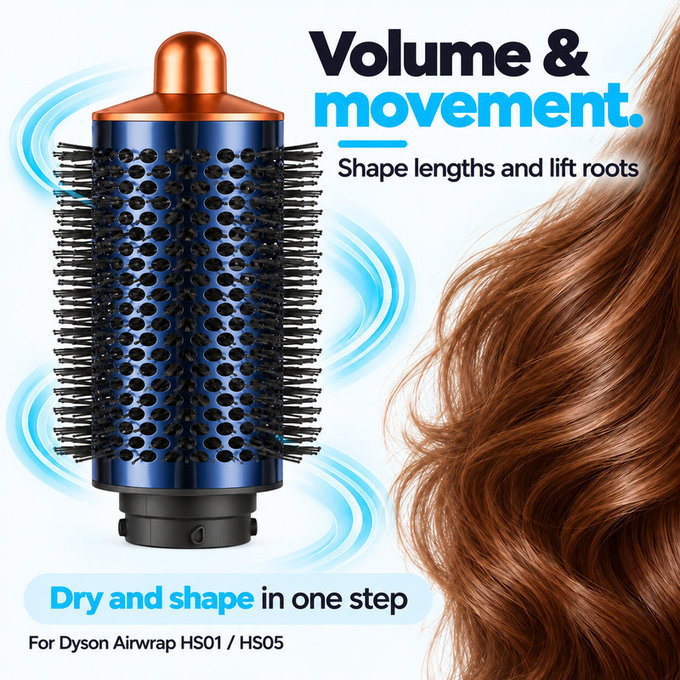 Nagy kerek volumennövelő kefe Dyson Airwrap HS01, HS05 készülékhez, Prussian Blue / Rich Copper