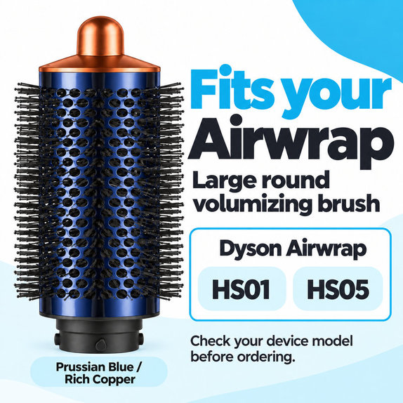 Nagy kerek volumennövelő kefe Dyson Airwrap HS01, HS05 készülékhez, Prussian Blue / Rich Copper