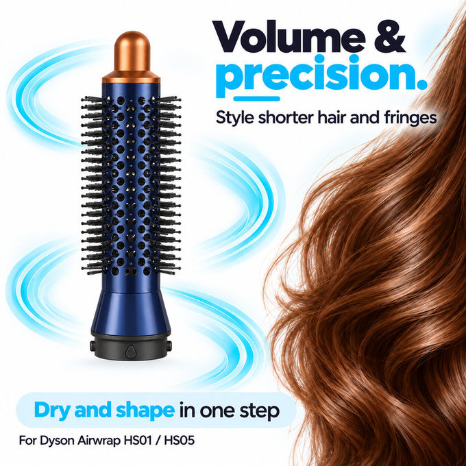 Kis kerek volumennövelő kefe Dyson Airwrap HS01, HS05 készülékhez, Prussian Blue / Rich Copper