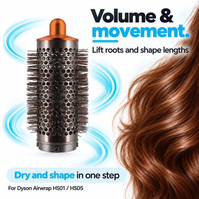 Közepes kerek volumennövelő kefe Dyson Airwrap HS01, HS05 készülékhez, Nickel / Copper