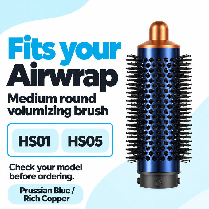Közepes kerek volumennövelő kefe Dyson Airwrap HS01, HS05 készülékhez, Prussian Blue / Rich Copper