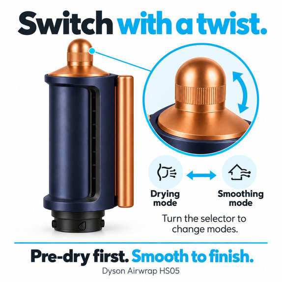 Coanda simító és szárító fej Dyson Airwrap HS05 készülékhez, Prussian Blue / Rich Copper